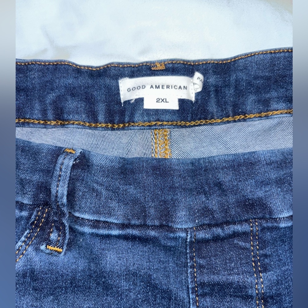 Good American POWER STRETCH PULL-ON STRAIGHT JEANS Indigo491 2X - Picture 2 of 7